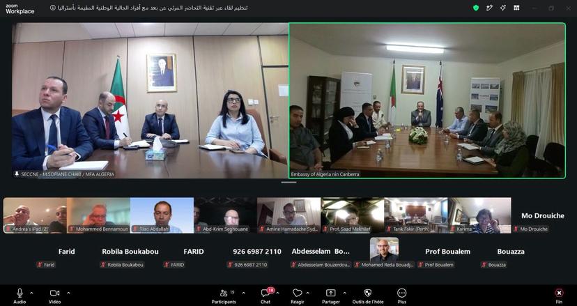 Mr. Chaib chairs, via videoconference, an interactive meeting with members of the Algerian community residing in Australia